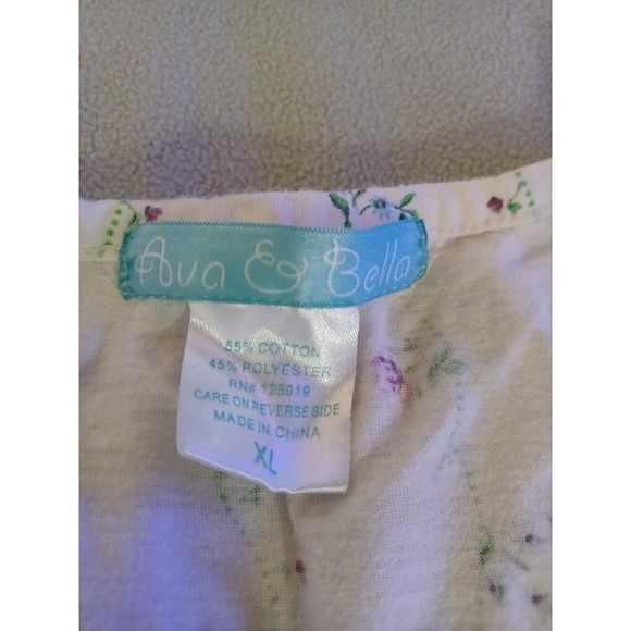 Ava & Bella womens XL Sleep shirt floral cream cotton blend - Picture 2 of 8